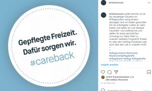 Screenshot eines Social Media Beitrags über die #careback Kampagne.